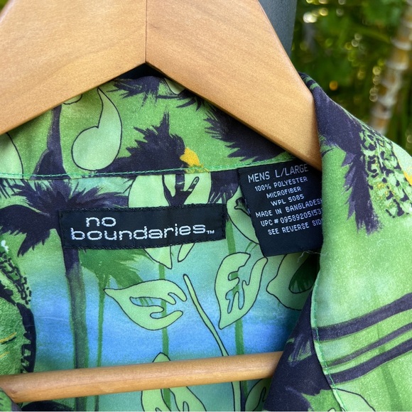 No Boundaries Hawaiian Shirt Button Down Toucan Tropical Mens Large - Picture 8 of 9